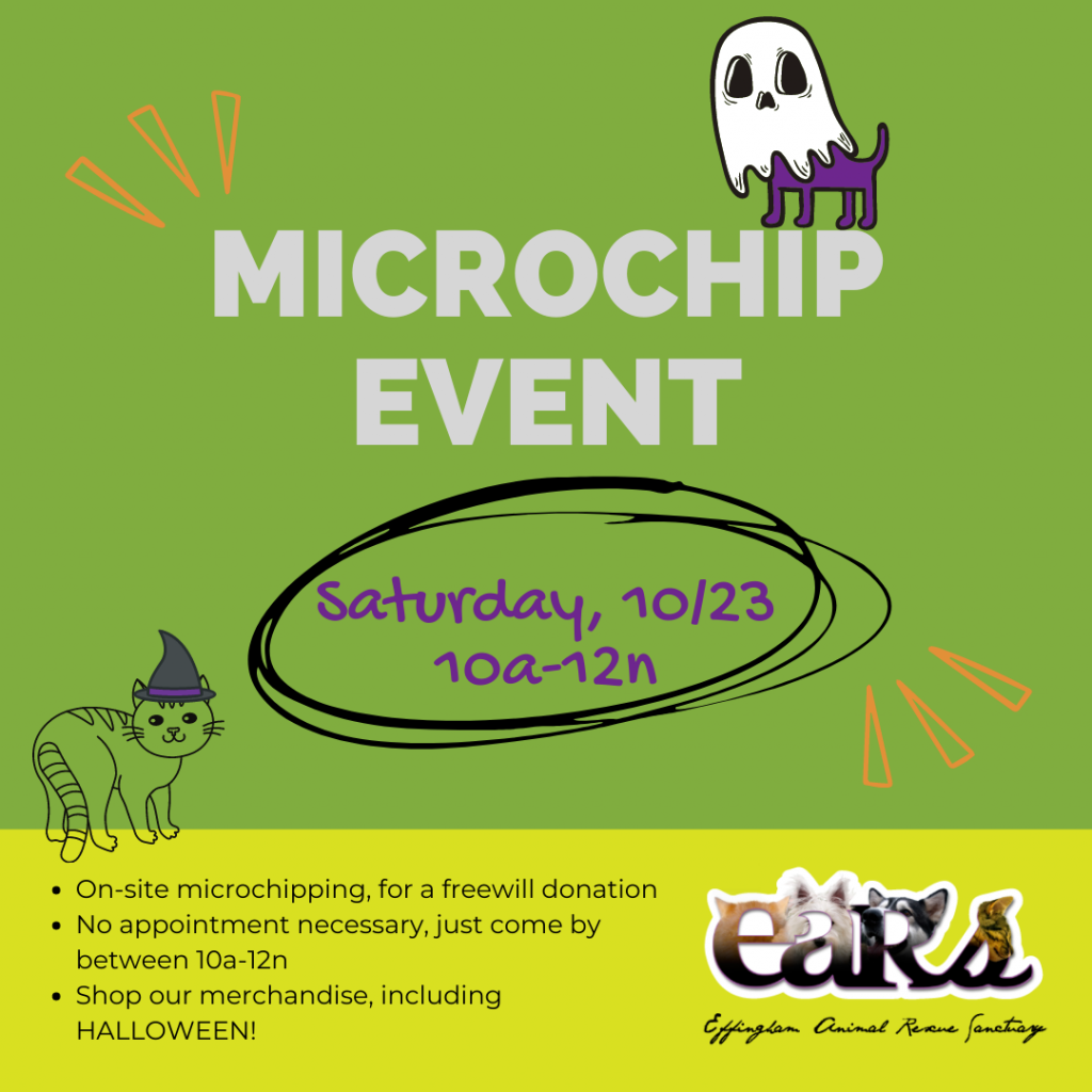 Pet Microchip Event on Saturday, October 23rd from 10am to 12noon